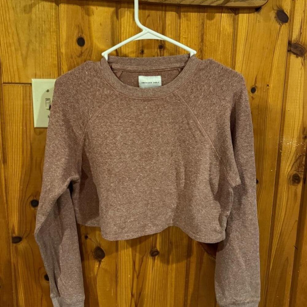 pink cropped crewneck